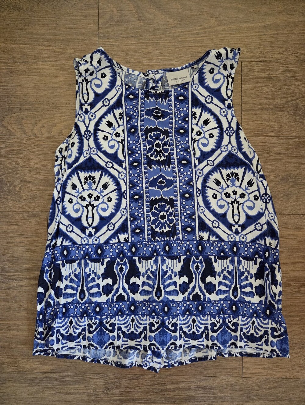 Haute Hippie Blue & White Printed Sleeveless Camisole Batik